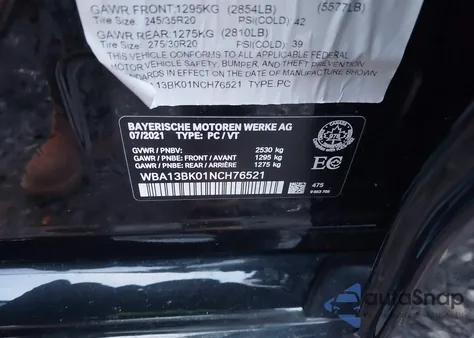 2022 BMW M550 I xDrive из США, поврежденный, VIN WBA13BK01NCH76521